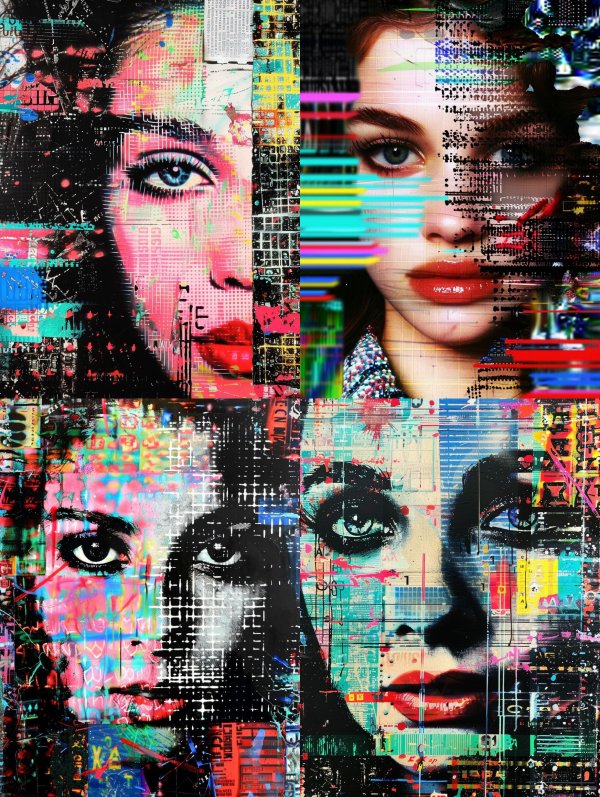 Digital Glitch Portrait Fusion