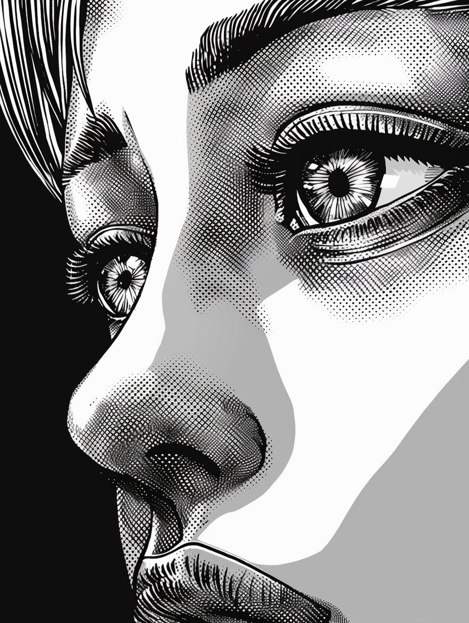 Monochrome Halftone Portrait Study