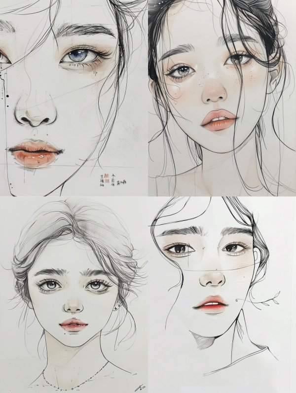 Ethereal Ink and Watercolor Portrait