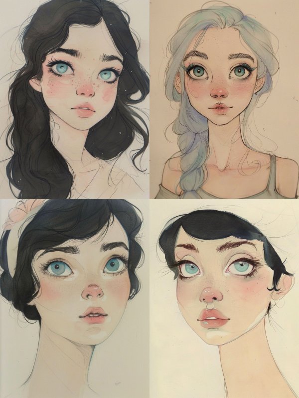 Ethereal Gaze in Ink Wash