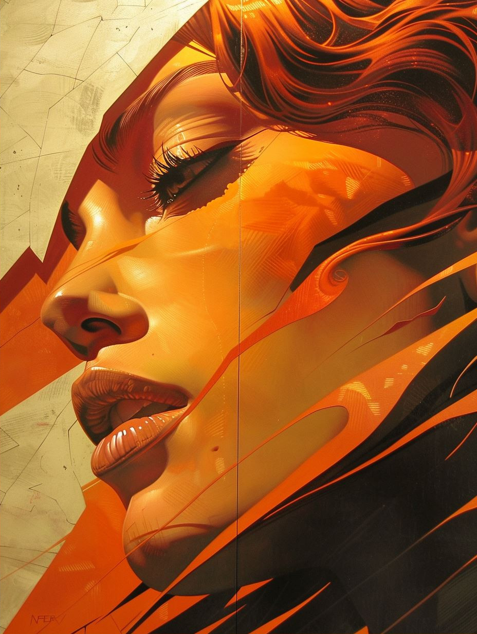 Neon Amber Surrealist Portrait
