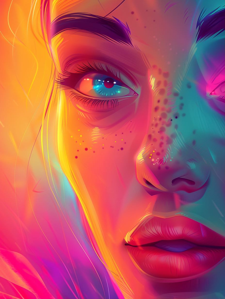 Neon Prism Ethereal Portrait