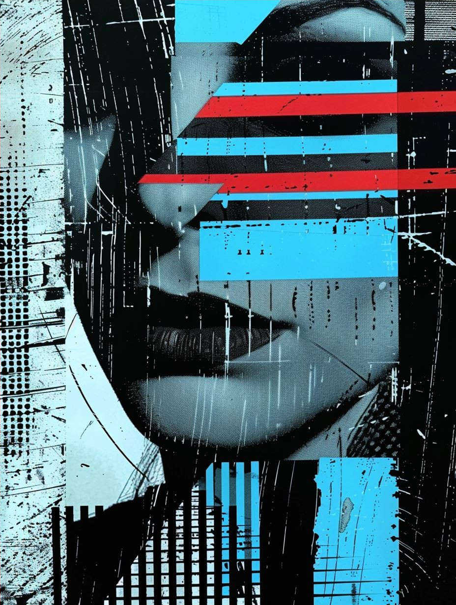 Fragmented Gaze in Neon Contrast