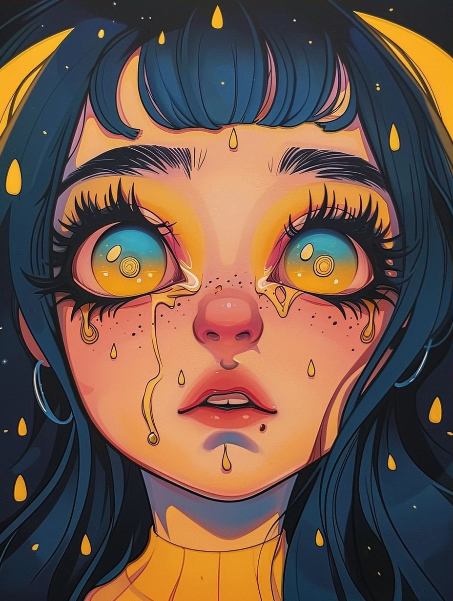 Vibrant Neon Anime Portrait