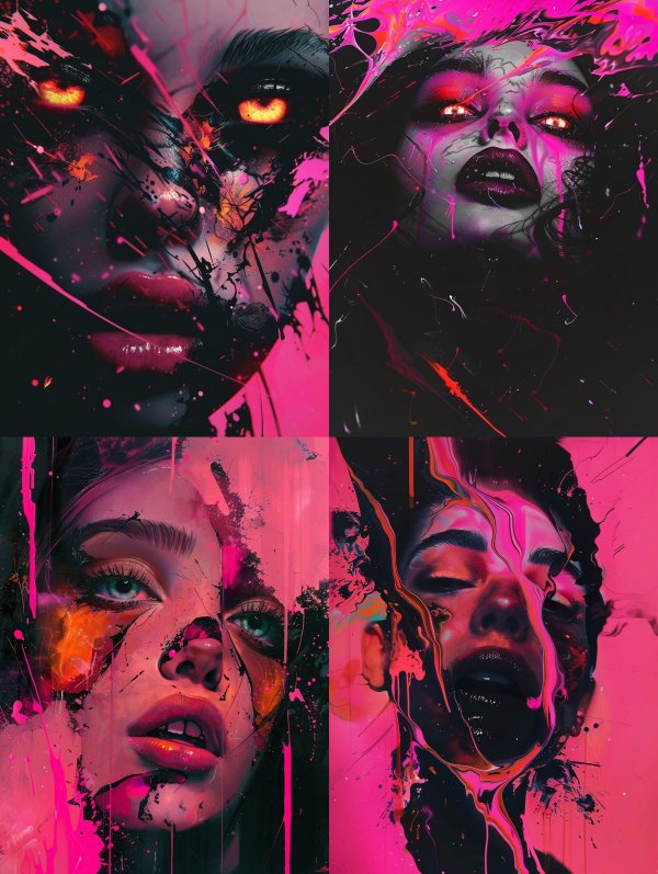 Neon Chaos Cybernetic Portrait