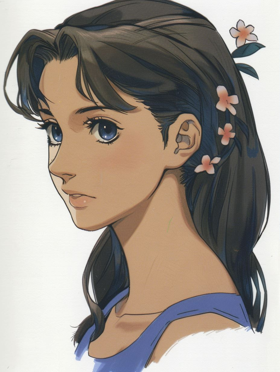 Ethereal Blue Watercolor Portrait