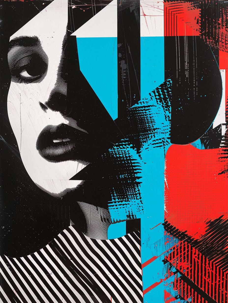 Fragmented Gaze in Neon Contrast