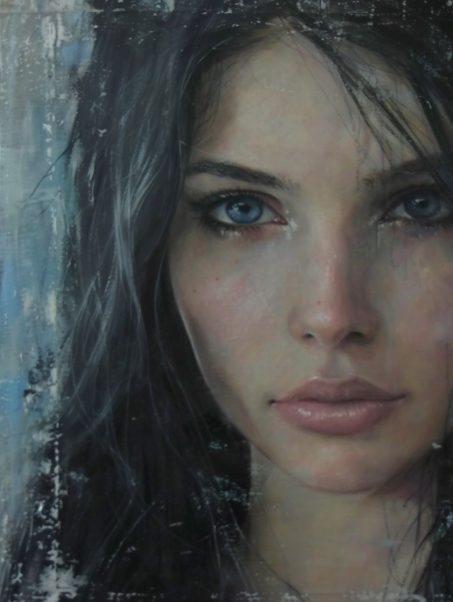 Ethereal Gaze Through Frozen Glass