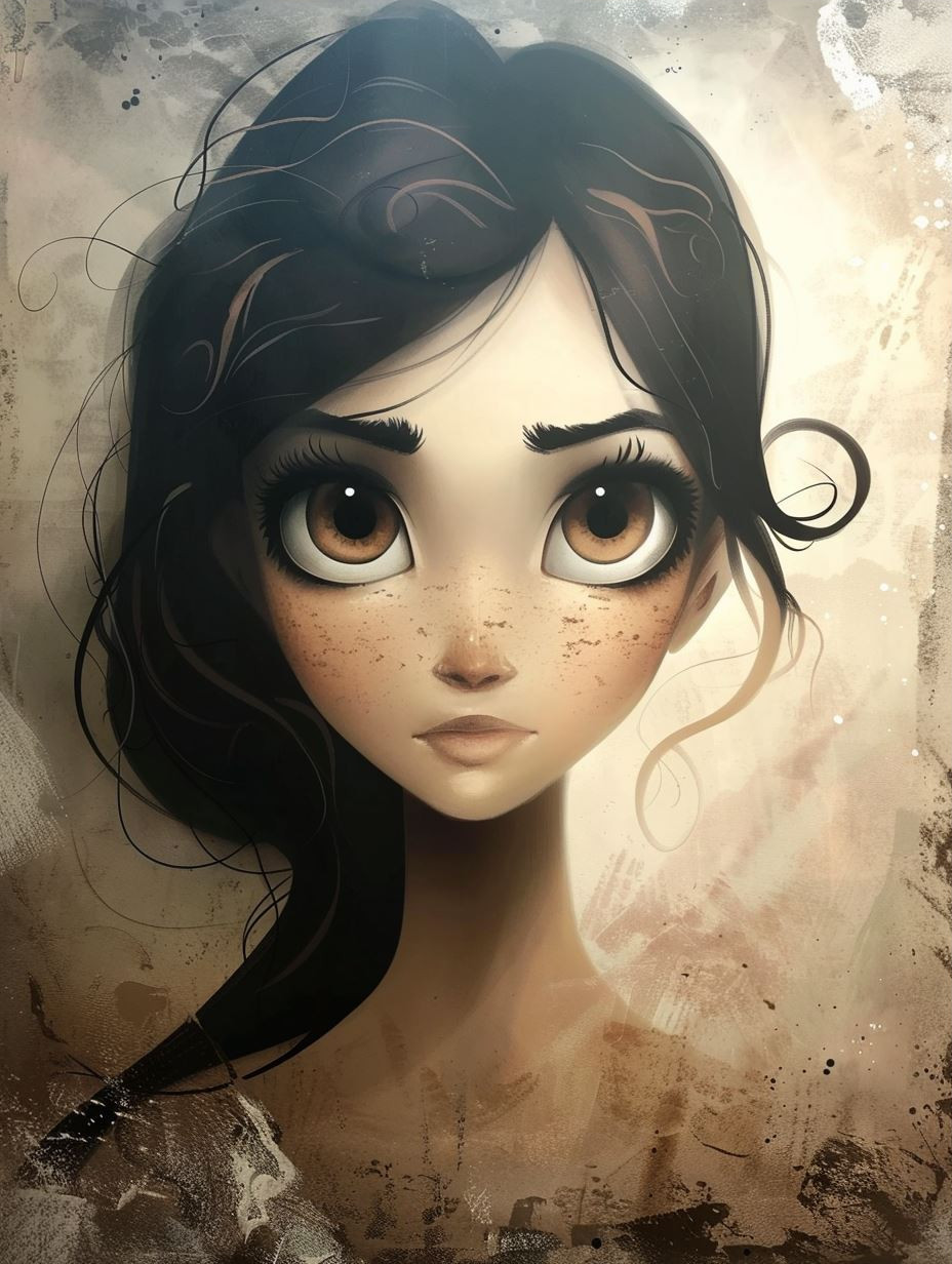 Melancholy Gaze Stylized Portrait