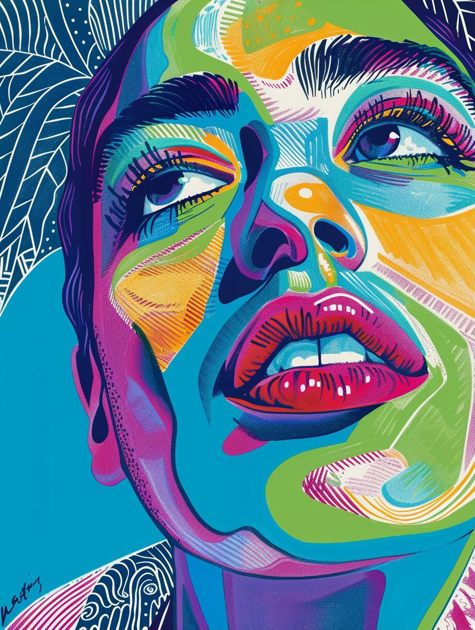 Vibrant Neon Prism Portrait