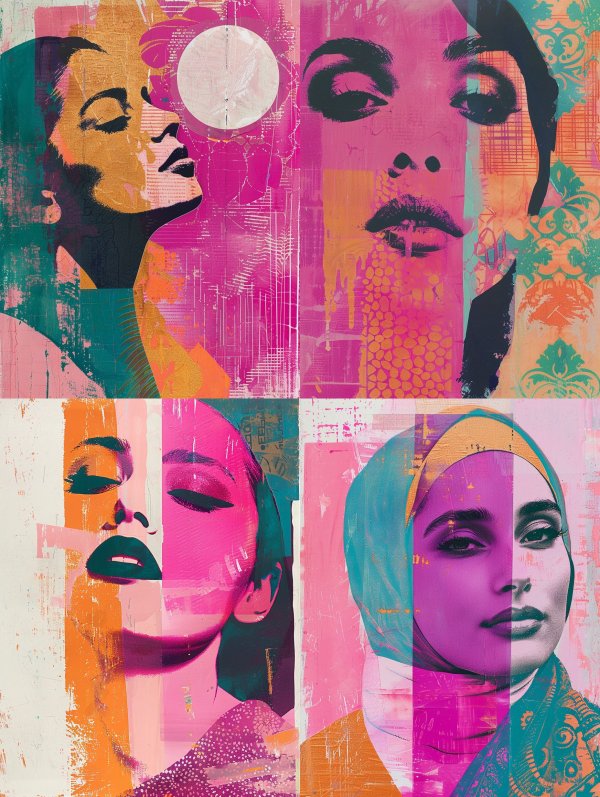 Neon Dreams Mixed Media Portrait