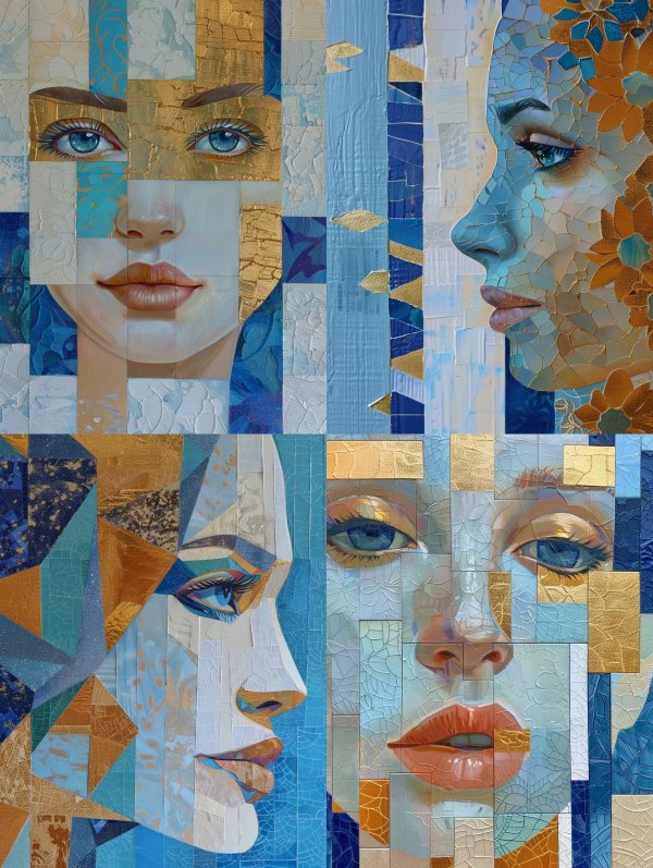 Fragmented Gaze in Gold Leaf