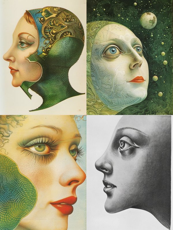 Ornate Emerald Art Nouveau Portrait