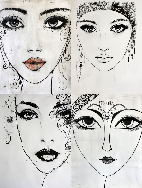 Ethereal Ink and Pastel Portrait