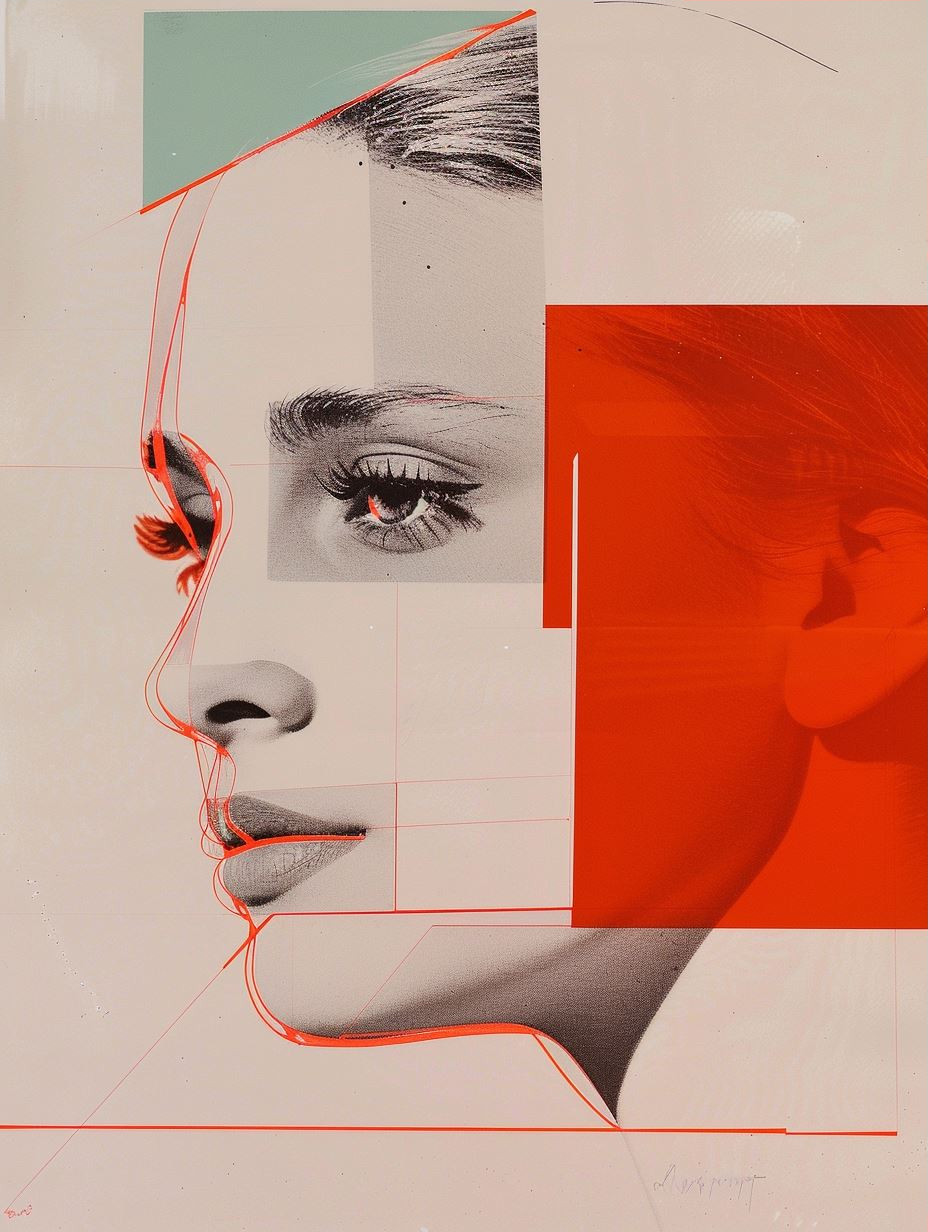 Crimson Fragmented Portrait Study