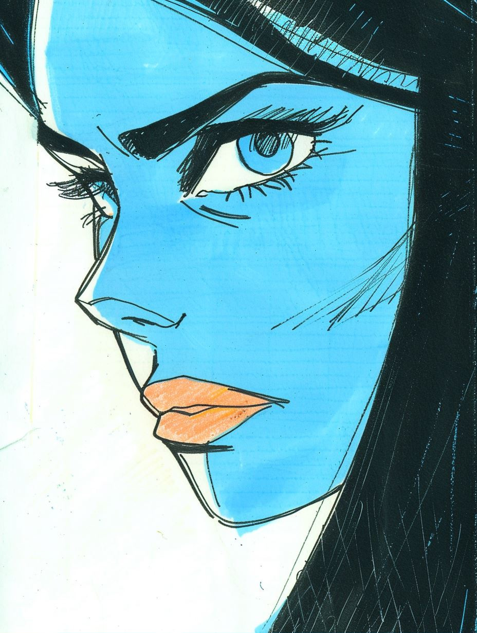 Azure Gaze Comic Illustration