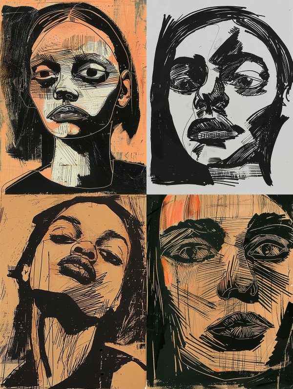 Amber Linocut Portrait