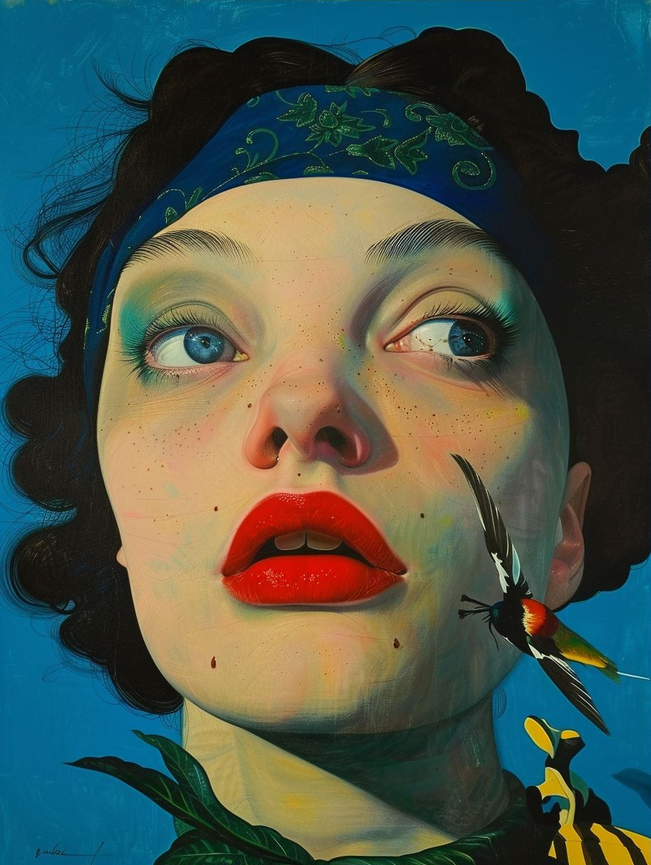 Hyper-Realistic Gaze in Blue