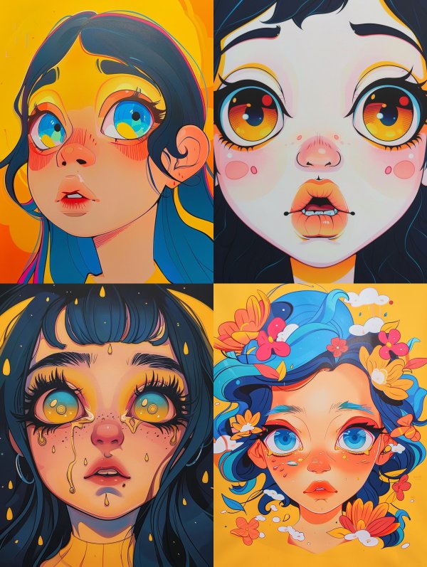 Vibrant Neon Anime Portrait