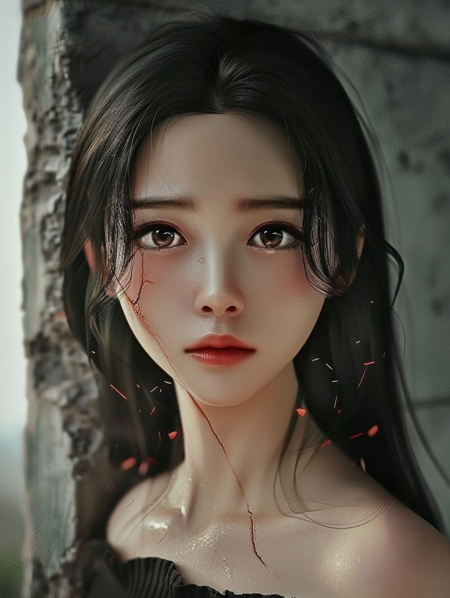 Ethereal Gaze in Dark Contrast