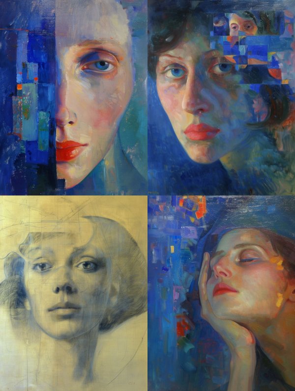 Fragmented Blue Ethereal Portraits
