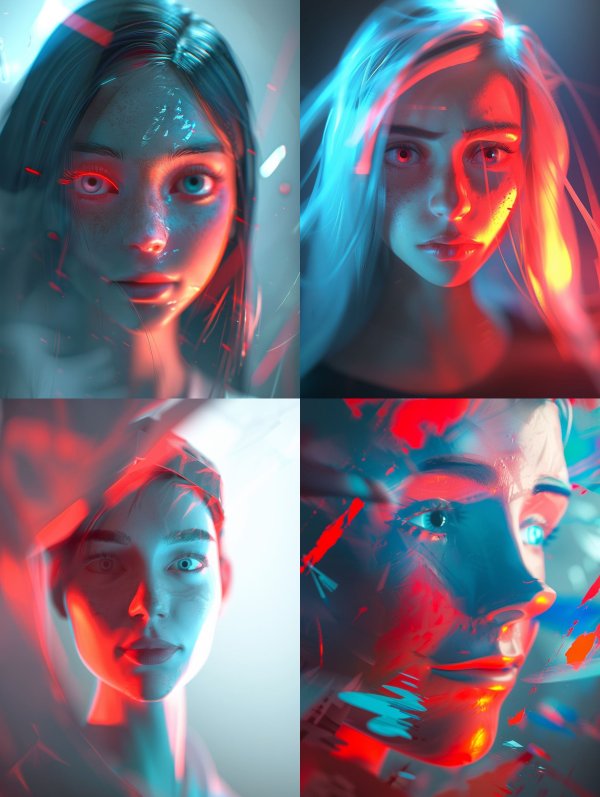 Neon Glitch Cybernetic Portrait