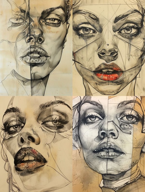 Fragmented Soul Charcoal Portrait