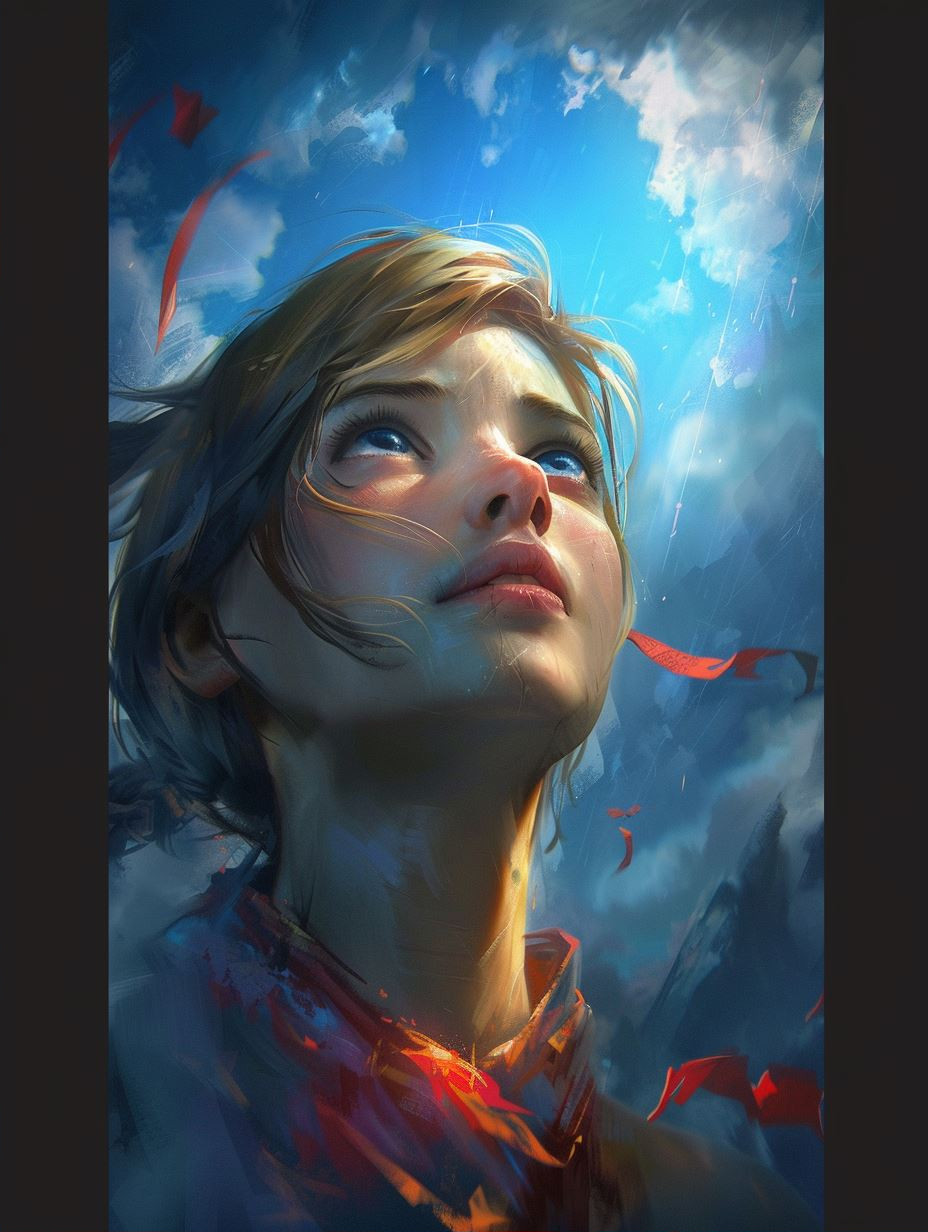 Azure Gaze in Digital Storm