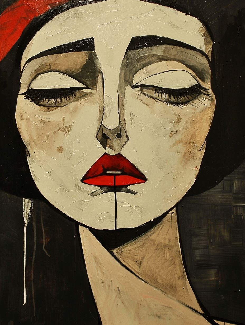 Bold Crimson Modernist Portrait
