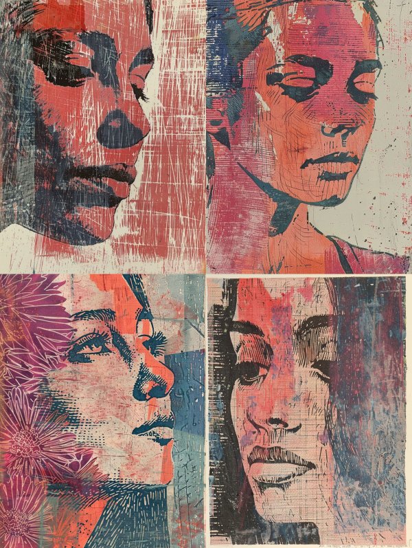Abstract Crimson Portrait Study
