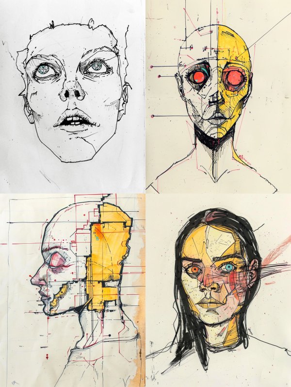 Surrealist Cyborg Sketch Studies
