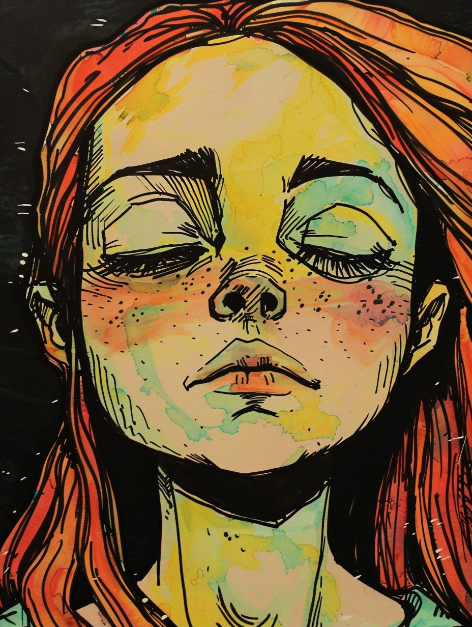 Ethereal Watercolor Ink Portrait