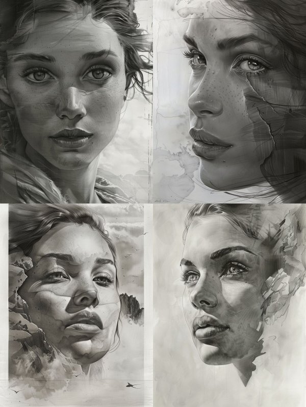 Ethereal Monochrome Digital Portrait
