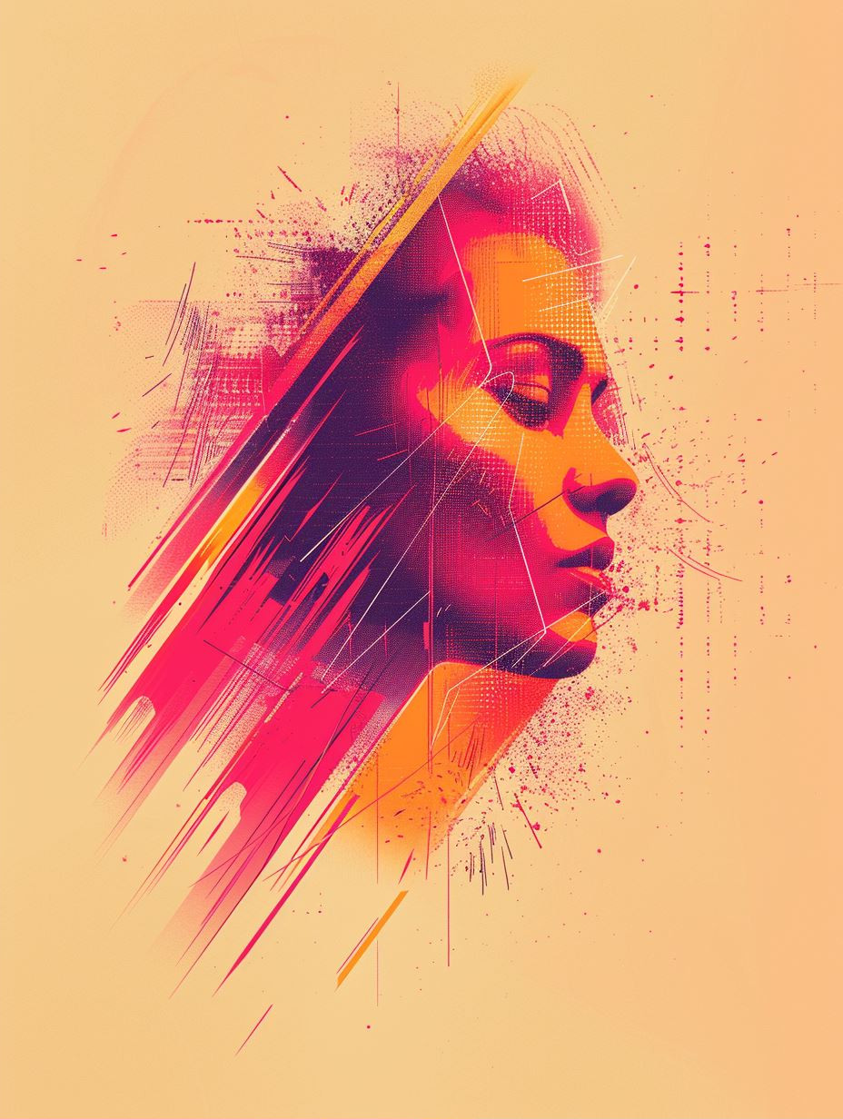 Neon Glitch Portrait Synthesis