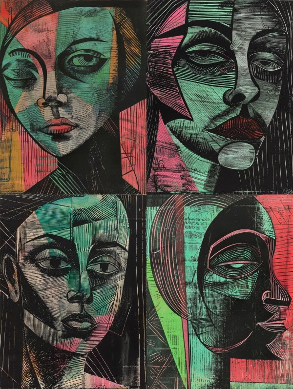 Fragmented Soul in Neon Hues