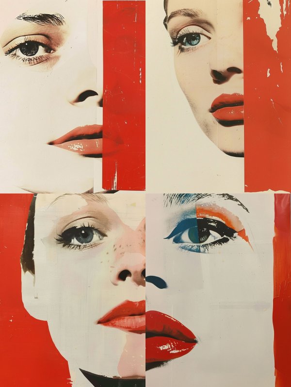 Fragmented Crimson Beauty Collage