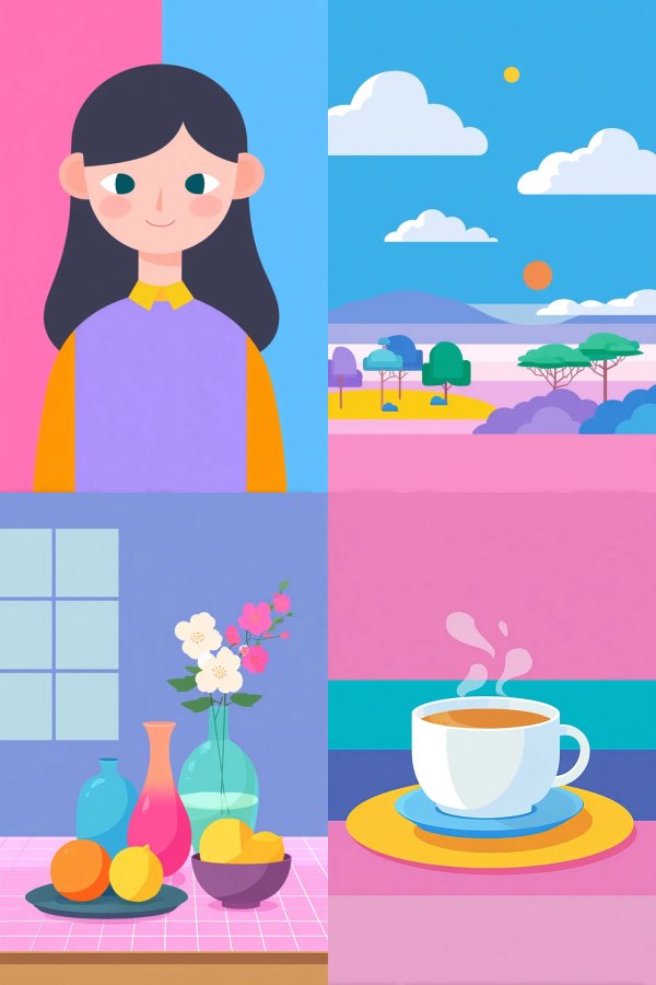 Vibrant Pastel Vector Portrait