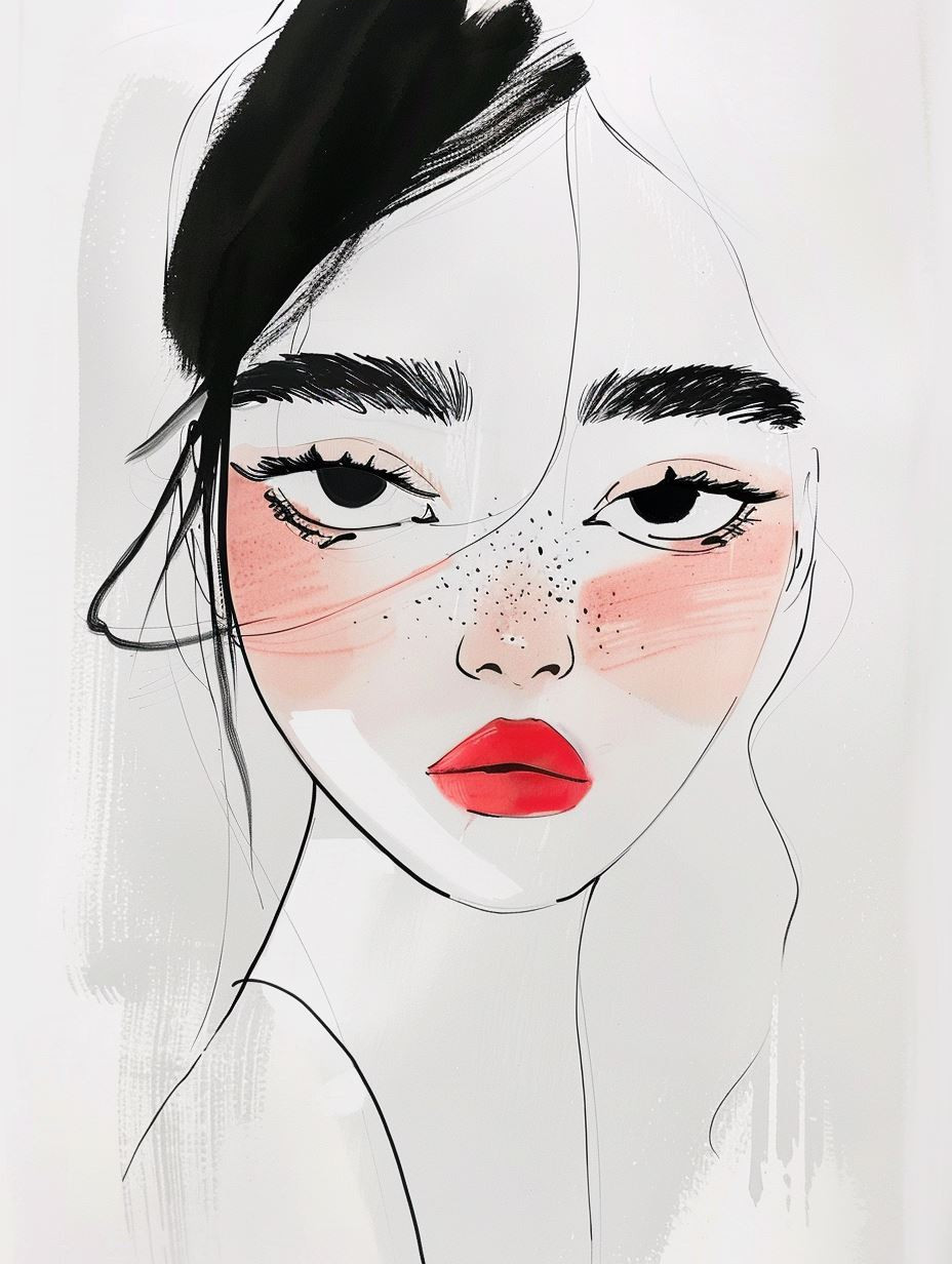 Ethereal Ink and Watercolor Portrait
