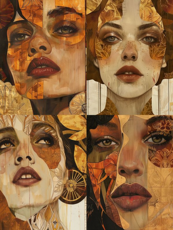 Golden Fragmented Portrait Study