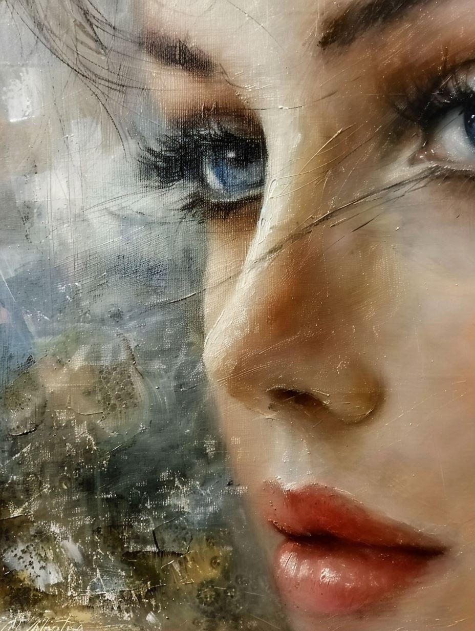Ethereal Gaze in Textured Oil