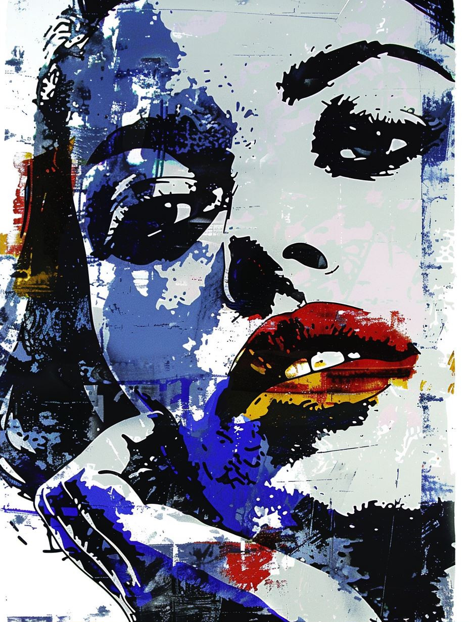 Abstract Cobalt Expressionist Portrait