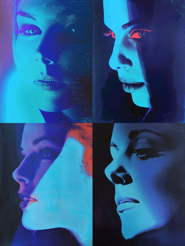 Neon Cyan Nocturnal Portrait