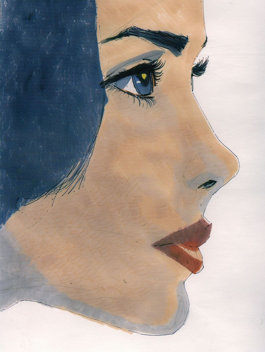 Ethereal Blue Watercolor Portrait