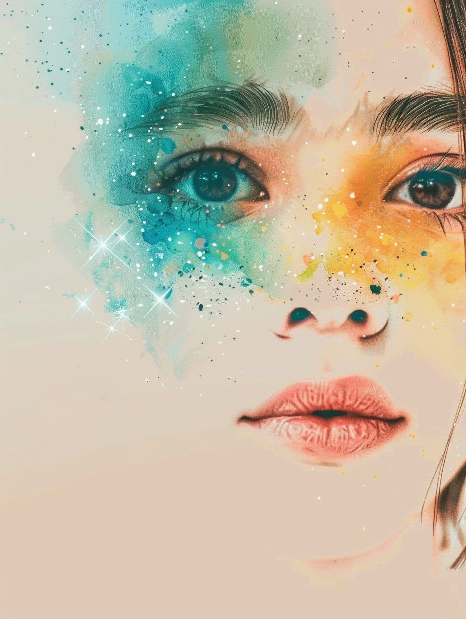 Celestial Watercolor Portrait Dream - Image 1