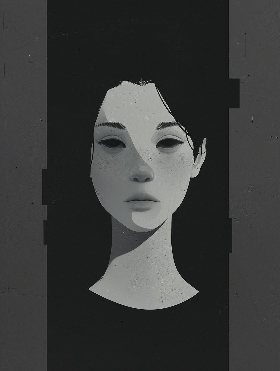 Minimalist Cybernetic Android Portrait