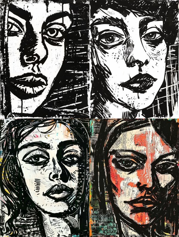 Stark Monochrome Expressionist Portrait