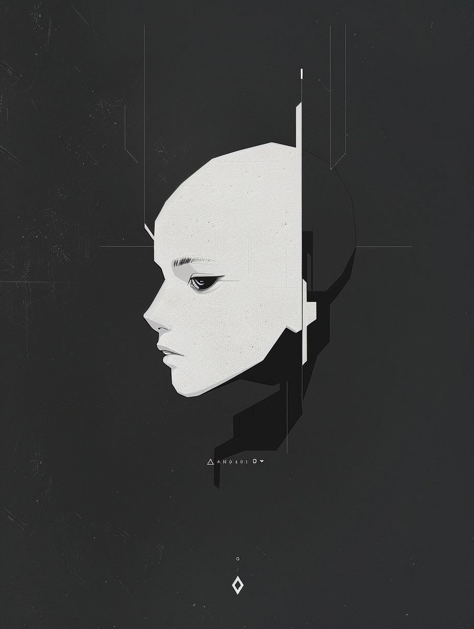 Minimalist Cybernetic Android Portrait