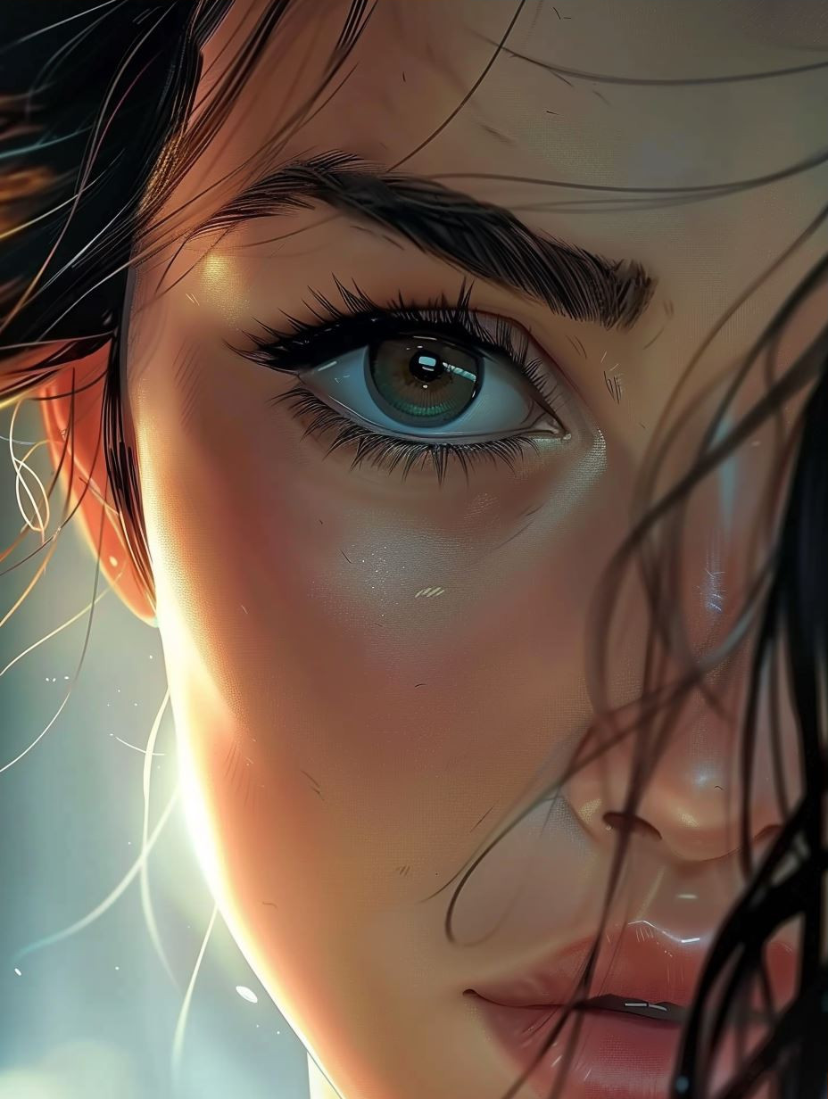 Luminous Gaze Digital Portrait