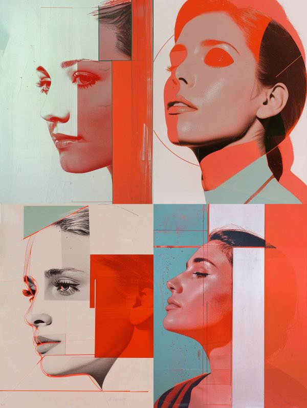 Crimson Fragmented Portrait Study