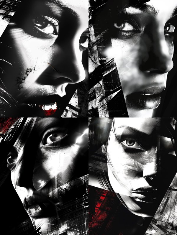 Noir Fragmented Digital Portrait